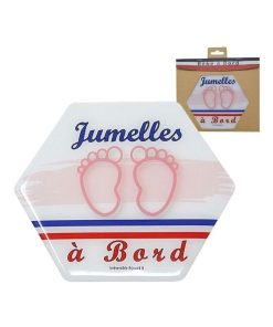 Adhésif / Autocollant bébé à bord - Jumelles - Rose