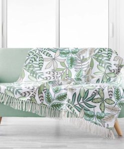 Plaid à franges 125x150 cm Beautaline coton - Vert