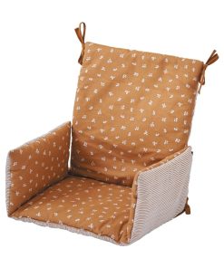 Candide - Coussin de chaise haute bébé tissu réversible - Marron caramel