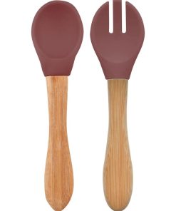 Set de couverts en bambou et silicone (lot de 2) - Marron