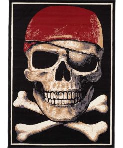 Tapis enfant 60x110 BC PIRATE SKULL Noir fabriqué en Europe Exclusivité idéal pour Chambre - Noir