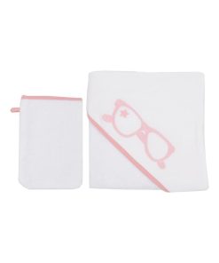 Cape de bain épaisse en éponge 80x80 cm - Lunettes roses - Rose
