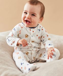Pyjama 1 pièce à imprimé animalier en velours, - Blanc