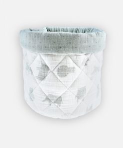 Beauty Case Mousseline De Coton Bio Ouatinée, Écru/sauge - Vert