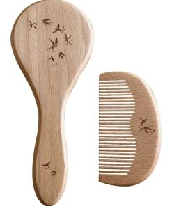 Ensemble brosse et peigne bébé hirondelles - Marron