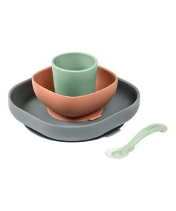 Coffret repas en silicone Minéral (4 pièces) - Abricot