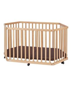 Parc Bébé Pliant En Hetre Massif Naturel 84 X 143 X 75 Cm - Multicolore