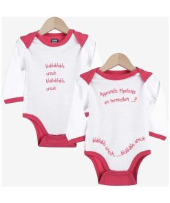 2 Bodies bébé - Modèle Apprentie pipelette bébé Trois Kilos Sept - Rose