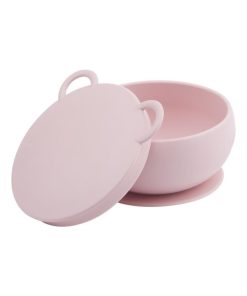 Bol bébé avec ventouse et couvercle en silicone - Rose