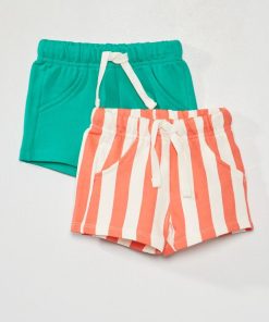 Lot de 2 shorts en french terry - Rouge/vert