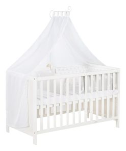 ROBA Lit multifonctionnel avec fonction de lit cododo 60 x 120 cm + équipement du lit - Blanc