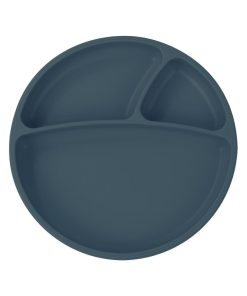 Assiette bébé à ventouse en silicone - Bleu marine