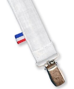Attache Tétine en Coton Bio Teddy Blanc - Blanc