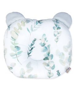 Coussin anti-tête plate réversible en velvet, Eucalyptus - Gris
