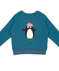 Sweat-Shirt Bébé en Coton Bio Pingouin - Bleu
