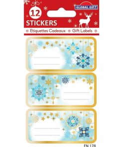12 étiquettes adhésives de Noël - Flocons - N/A