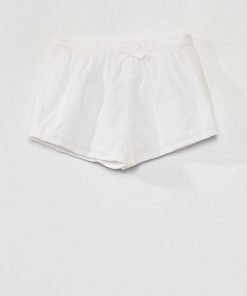 Short en broderie anglaise et voile de coton - blanc