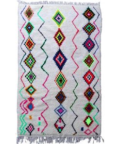 Tapis berbère 160x255 BERBERE AZILAL 6 Crème fait main en laine Exclusivité idéal pour le salon - Ecru