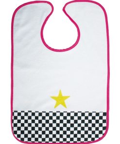 Bavoir damier étoile 18 mois - Rose