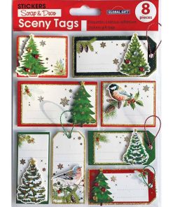 8 étiquettes cadeaux autocollantes - Sapins de Noël - N/A