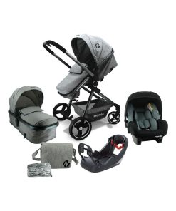 Poussette Combinée 3 En 1 Giulia - Beone grp 0+ Sac À Langer, Habillage Pluie Nania et Base - gris anthracite