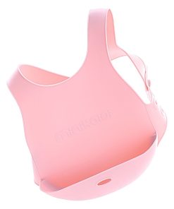 Bavoir récupérateur en silicone - Rose
