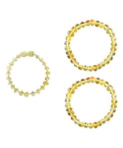 Box bracelet bébé et 2 bracelets Adulte - Ambre - Lemon - Jaune