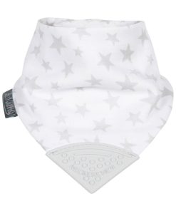 Bavoir bandana avec embout de dentition, STELLA - Blanc