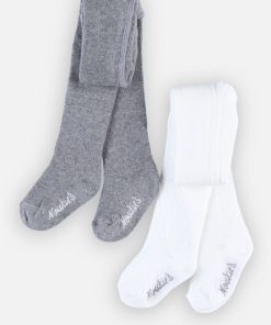 Set De 2 Collants, Blanc/gris - Gris
