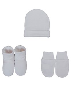 Eveil Et Nature Set Bonnet/moufle/chausson Jersey Coton Bio - Bleu clair