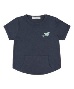T-Shirt Bébé Bio Avion - Bleu marine