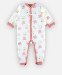 Pyjama combi longue iconique en coton bio, - Rose