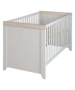 ROBA Lit bébé évolutif "Helene" - 70x140 - Hauteur Réglable - 0 à 7 Ans - Gris clair/Décor Bois - Gris clair