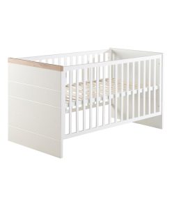 ROBA Lit bébé évolutif "Nele" - 70x140 - Hauteur Réglable - 0 à 7 Ans - Blanc/Décor Chêne Artisanal - Blanc