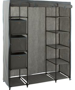 Armoire 1 penderie 11 étagères 3 boites - Gris