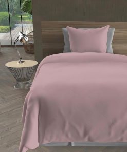 Parure Housse de couette microfibre lavee intemporel - Rose