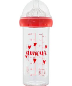 Biberon en verre anti colique Amour (240 ml) - Rouge