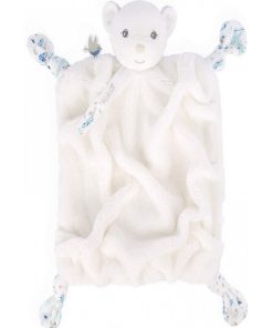 Doudou attache sucette doudou plat Plume ourson ivoire (20 cm) - Beige