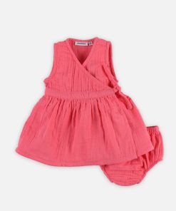 Robe + bloomer en coton BIO, - Rose