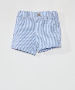 Short en tissu gaufré - Bleu