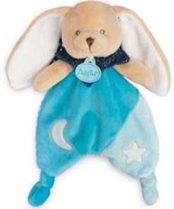 Doudou Babynat Lapin Bleu Plat - Les Luminescents - Bleu