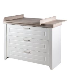 ROBA Commode à Langer "Felicia" à 3 Tiroirs - Plan Amovible – Style Maison de Campagne – Blanc - Blanc