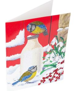 Carte Crystal Art à diamanter - Oiseaux sur la neige - 29 x 21 cm - N/A