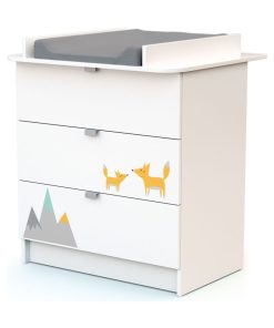 WEBABY - Commode à langer - Blanc Orange Gris