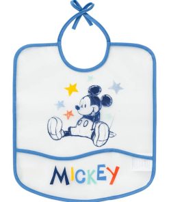 Bavoir 6 mois imperméable avec poche 28x32 cm - Mickey Cool - Bleu