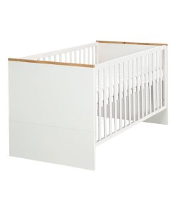 ROBA Lit bébé évolutif "Finn" - 70x140 - Hauteur Réglable - 0 à 7 Ans - Blanc/Décor Chêne Doré - Blanc Blanc