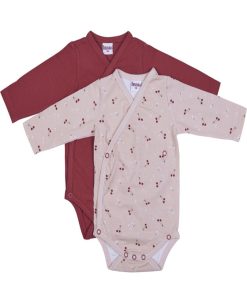 Lot De 2 Bodies Manches Longues En Coton Cerise (3 Mois) - Rose