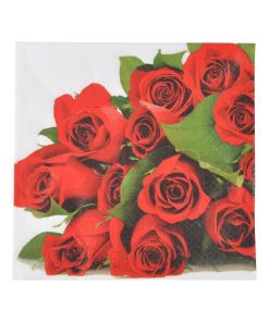 Lot de 20 serviettes papier roses 33 cm - Blanc