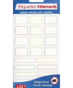 22 Etiquettes textiles - Unies - Non thermocollantes - 2 formats - N/A