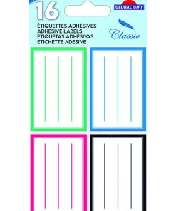 16 étiquettes adhésives scolaires - Rectangles 4 couleurs - N/A